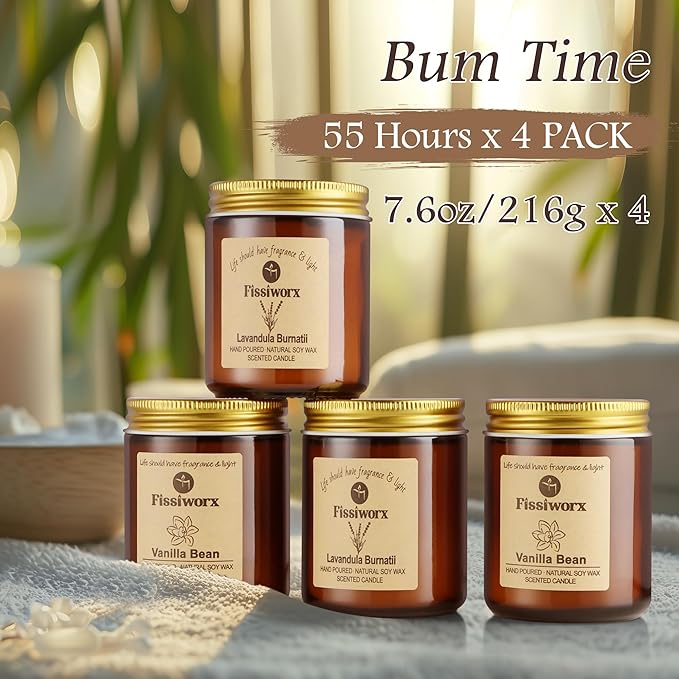 Scented Candle Set 4 Pack, Candle for Home Scented, Odor Eliminating, Stress Relief, 30oz, 220 Hours Long Lasting Soy Wax Gift Set for Women