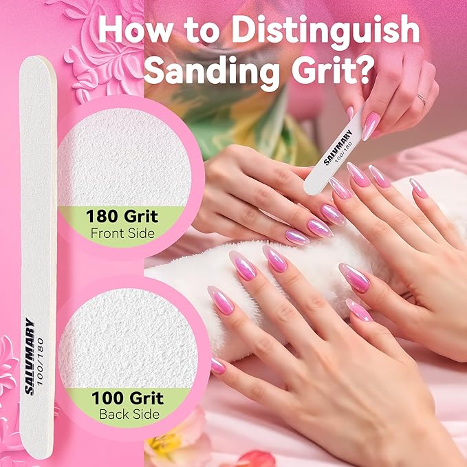 Professional Disposable Small Nail Files 100/180 Grit Double Sided White Emery Boards for Nails Manicure Pedicure Tools 50Pcs