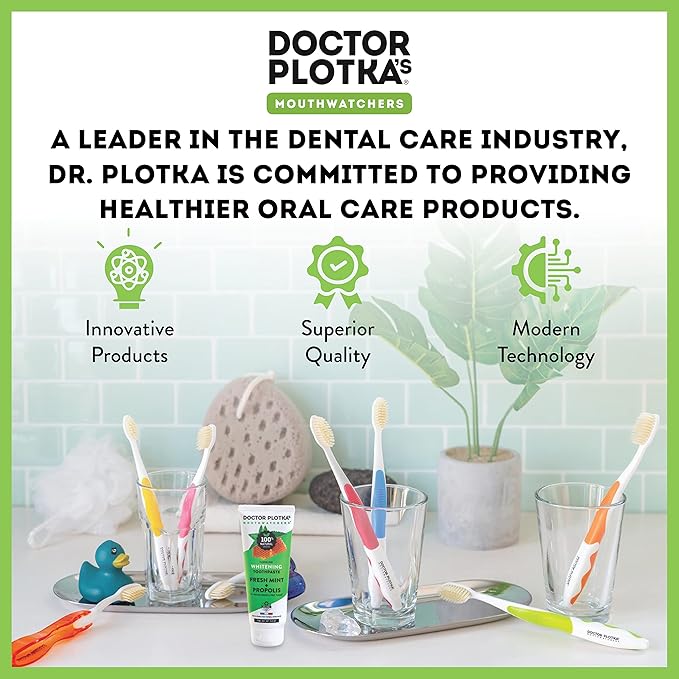 MOUTHWATCHERS Soft Flossing Toothbrushes, Value Pack of 4, Blue, Manual Toothbrush for Adults, Ultra Clean, Good for Sensitive Teeth and Gums, by Dr. Plotka's