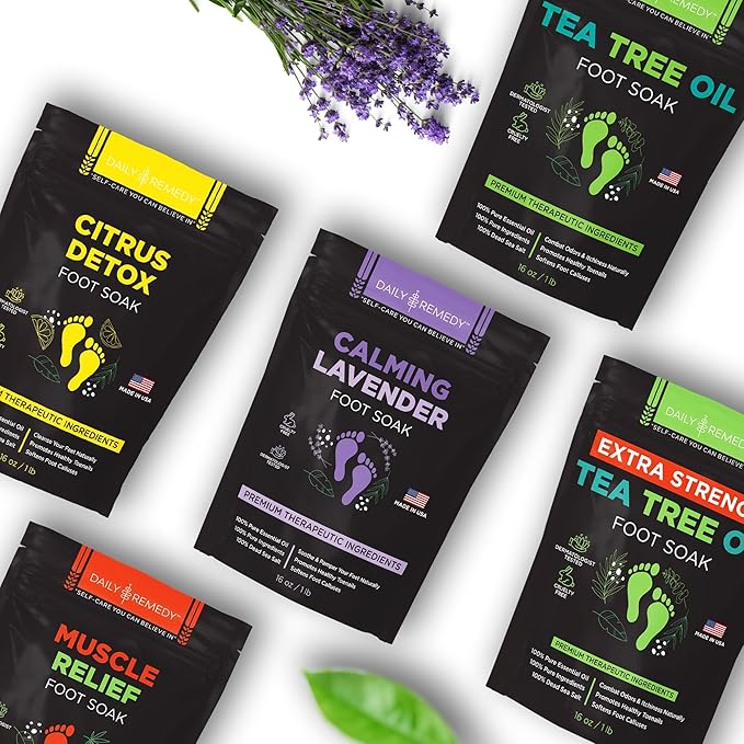 Calming Lavender Foot Soak with Epsom Salt, Made in USA, Foot Soak Soothes Tired Feet, Athletes Foot, Stubborn Foot Odor, Softens Calluses & Helps Treat Toenail, 16 oz 1 lb