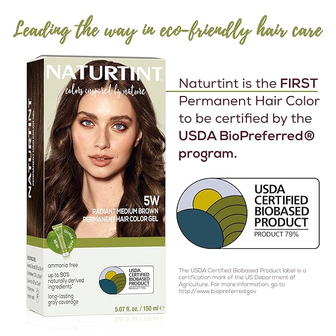 Naturtint 5W Radiant Medium Brown Permanent Hair Color (Pack of 1), Ammonia Free, Vegan, Cruelty Free, up to 100% Gray Coverage, Long Lasting Results (Packaging may vary)