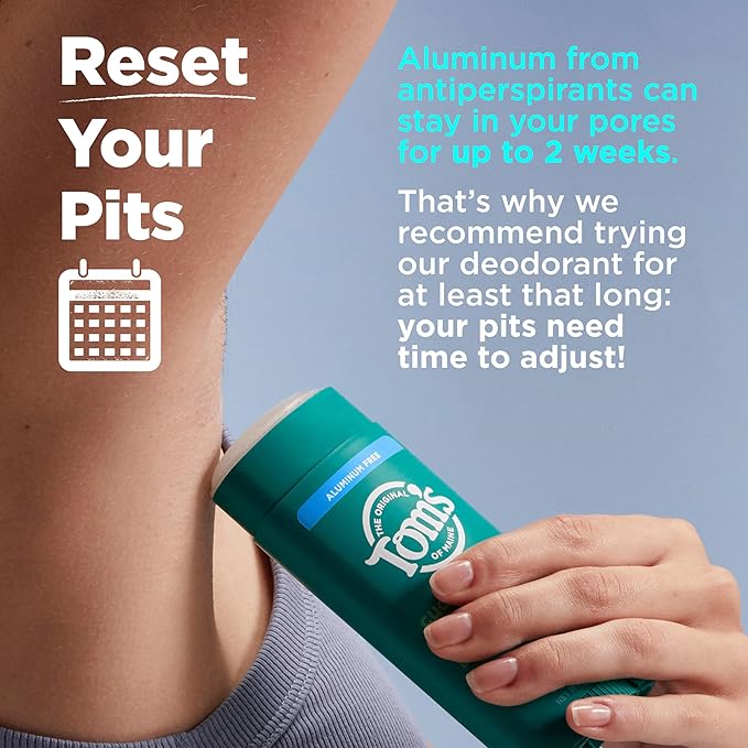 Tom’s of Maine Mountain Spring Natural Deodorant for Men and Women, Aluminum Free, 3.25 oz, 2-Pack