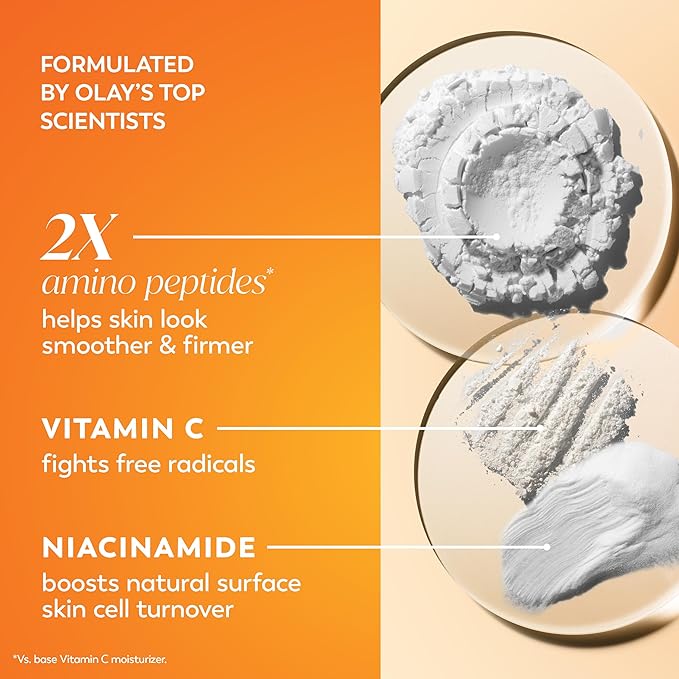 Olay Vitamin C MAX Face Moisturizer, Brightening Cream for Women, Hydrating, Evens Tone, Dark Spot & Hyperpigmentation Reduction, Glowing Skin Care - Niaciniamide, Peptides 1.7 Oz