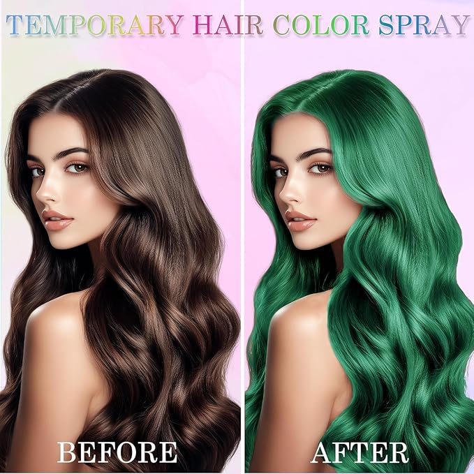 Temporary Hair Color Spray for Women and Kids, One-Time Use Hair Color Wax, Washable Disposable Natural Hair Spray Hair Strong Style for Party, Hollowen, Cosplay (Green, 120ML)