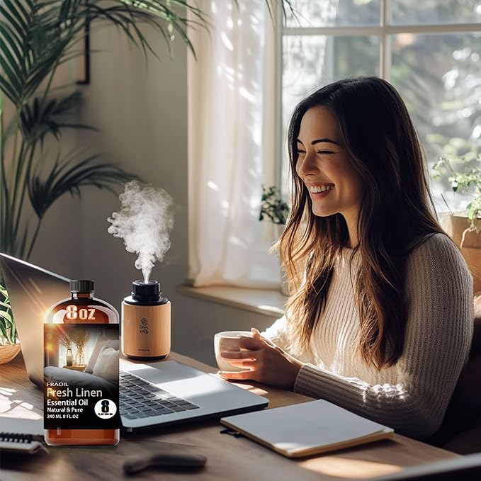 Fresh Linen Essential Oil, Fresh Linen Oil 8 Fl Oz 240ML for Diffuser Humidifier Yoga Cleaning DIY Candle Soap Making Perfume Gift for Women Fragrance Oils