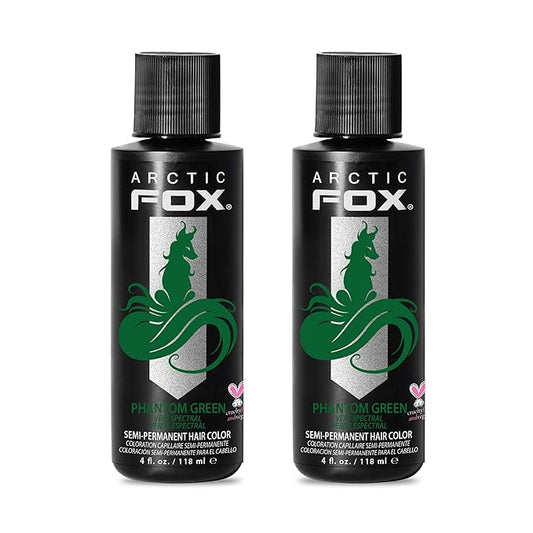 Arctic Fox Semi-Permanent Hair Dye, Vegan & Cruelty-Free, Ammonia-Free, Conditioning, Vibrant Phantom Green, Long Lasting Color, For All Hair Types, 4 Fl Oz (Pack of 2)