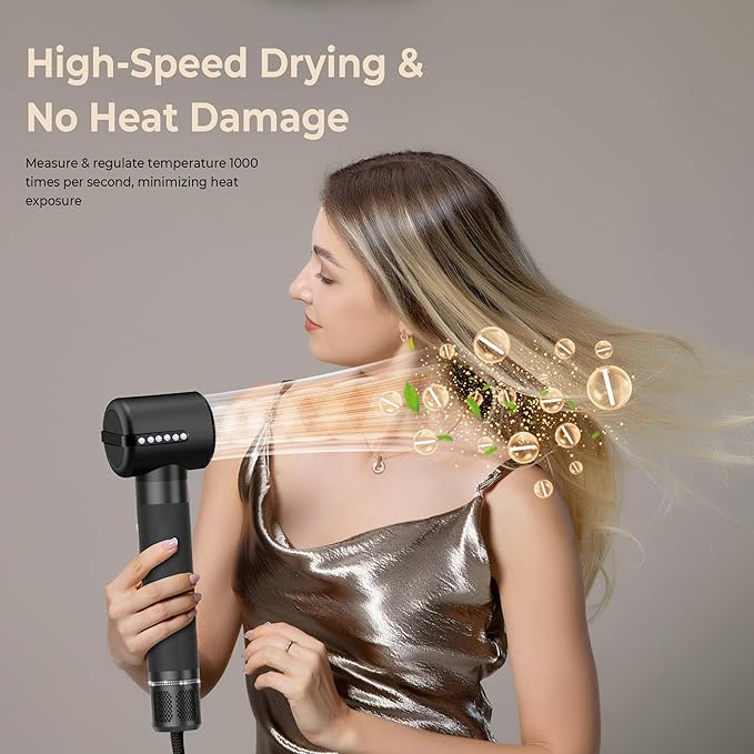 7 in ONE Hair Dryer Brush, Powerful Blow Dryer Brush with Air Curler for Hair, Brush Blow Dryer with Diffuser, Ionic Hot Air Brush Fast Dry, Volumize, Curls, Straight, Hair Styling Tools 100-120V