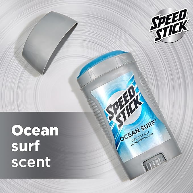 Speed Stick Men's Deodorant, Ocean Surf, 3 Ounce, 4 Pack, Packaging may Vary
