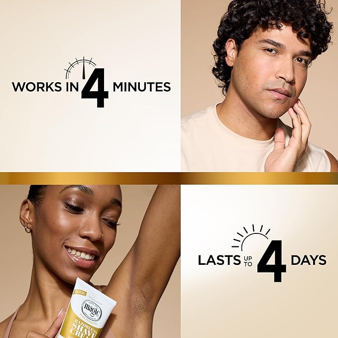 SoftSheen-Carson Magic Razorless Shaving Cream, Depilatory Hair Removal Cream, Works in 4 Minutes for Coarse, Curly Hair, 6 Oz