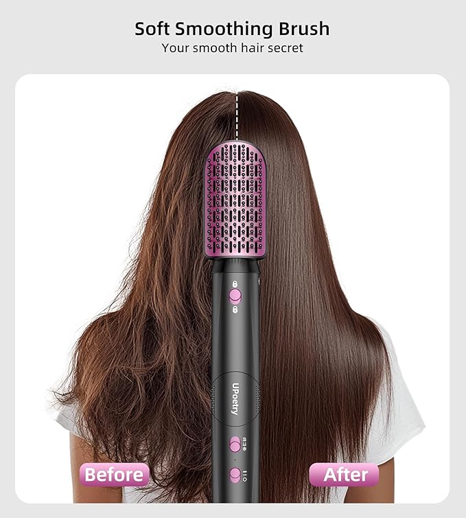 5 in 1 Hot Air Styler & Hair Dryer Brush, High-Speed Blow Dryer Fast Drying Curling Without Heat Damage, Volumizing Straightening, Auto-Wrap Curlers Includes Travel Storage Bag