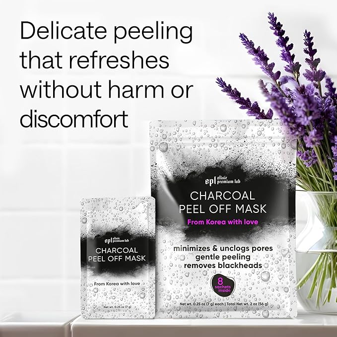 Activated Charcoal Face Masks Skincare 2 pack (16 sachets) - Korean Skin Care Products - Face Mask Peel Off Skin Care - Gently Cleansing Charcoal Face Mask for Men & Women Face Care