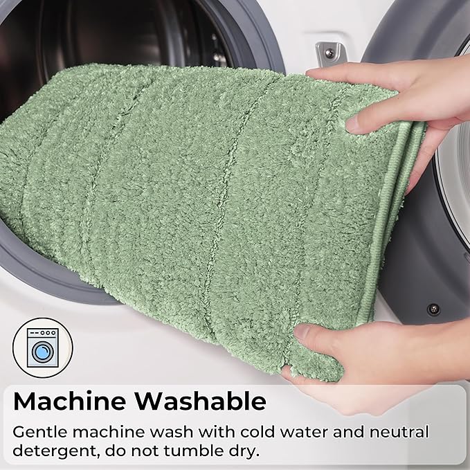 GRANNY SAYS Bathroom Rugs Sets 2 Piece,Soft Bath Mats for Bathroom, Bath Rugs Non Slip Washable, Absorbent Bath Rug for Tub, Shower and Toilet, Bath Mat Set (Green, 20" x 32" + 16" x 24")