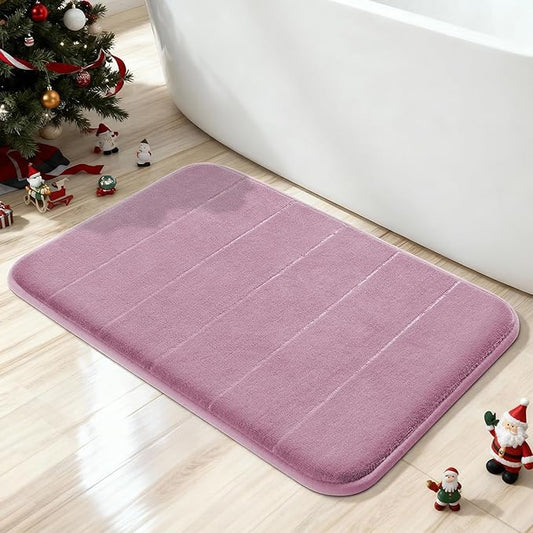 Yimobra Memory Foam Bath Mat, Super Soft Absorbent Bathroom Rug Non Slip, Quick Dry, Machine Washable Floor Carpet for Tub Shower, Home Decor Accessories, 24x17, Mauve