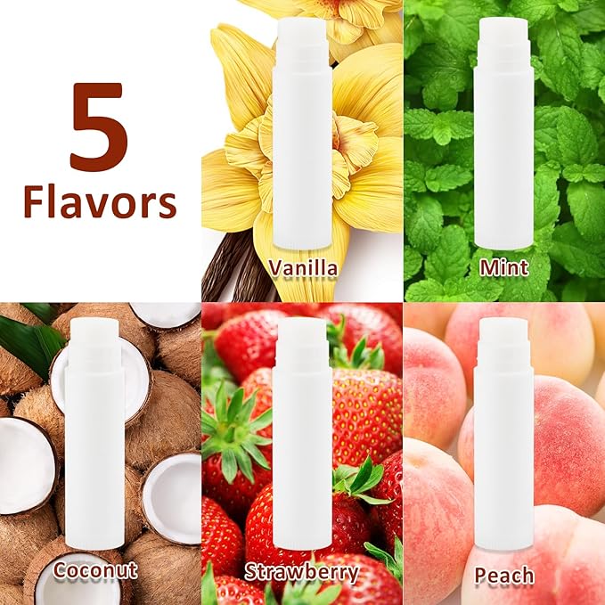 DMSKY Lip Balm Bulk Unlabeled 300 Pack, Custom Chapstick Bulk Natural Ingredients Vitamin E Shea Butter, Gift For Baby Shower & Wedding Favors