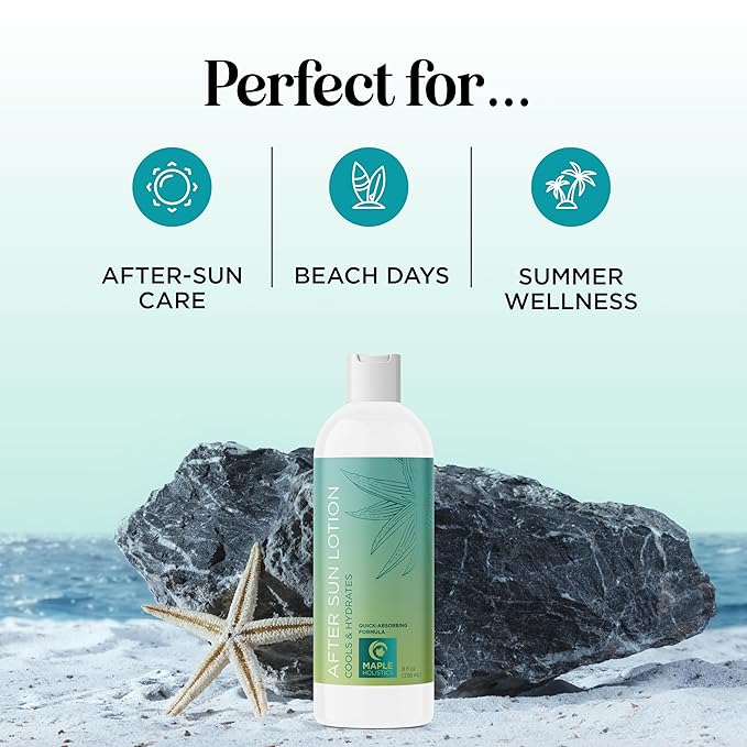 After Sun Lotion with Aloe Vera - Ultra Cooling Aloe Vera for Sunburn Hydration with Cocoa Butter & Rosehip Oil - Hydrating Aloe Lotion After Sun Moisturizer for Dry Skin with Hyaluronic Acid