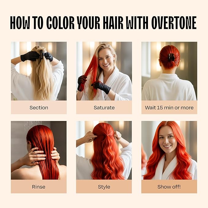 Overtone Semi Permanent Hair Color Conditioner, Poppy Orange, 8 oz, Nourishing, Damage-Free, Color Depositing Mask for All Hair Types with Shea Butter & Coconut Oil, Vegan & Cruelty-Free
