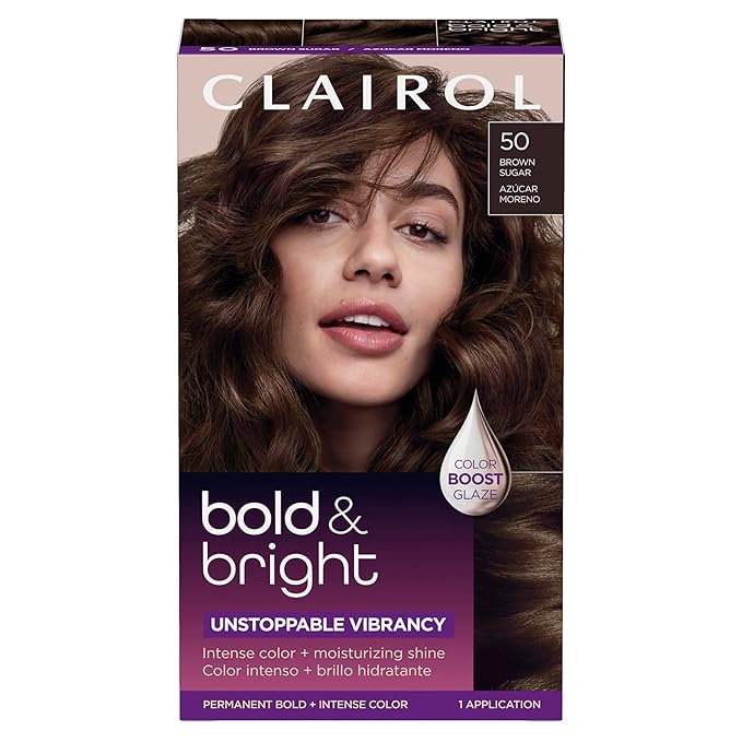 Clairol Bold & Bright Permanent Hair Dye, 50 Brown Sugar Hair Color, Pack of 1