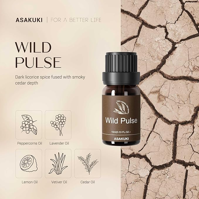 ASAKUKI Essential Oils Set – 6×10ml Cologne-Inspired Unisex Fragrance Oils for Diffusers – Elegant, Clean, and Confident Scents Loved by Women and Men