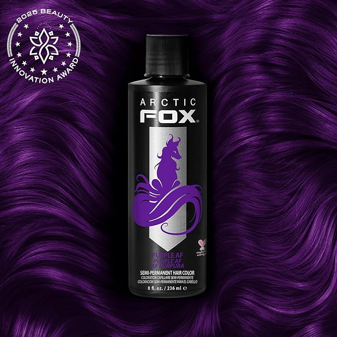 Arctic Fox Semi-Permanent Hair Dye, Vegan & Cruelty-Free, Conditioning, Ammonia-Free, Long Lasting, Purple AF, For All Hair Types, 8 Fl Oz (Pack of 2)