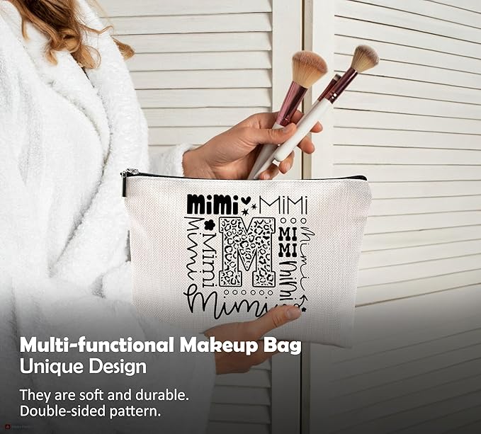 Mimi Makeup Cosmetic Bag - Mothers Day Gift for Grandma, Best Mimi Ever, Small Makeup Bag for Purse, Grandchildren Gift