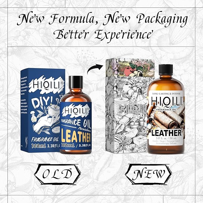 HIQILI Leather Fragrance Oil, Men's Scent, for Car Air Freshener Use, Soap, Candle, and Long-Lasting Perfume Making - 5.07 Fl Oz