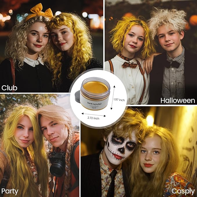 Gold Temporary Hair Color Wax - SOVONCARE Washable Hair Dye for Men & Women, All-Day Hold Disposable Hair Styling Clays for Party, Cosplay & Daily 4.23 oz