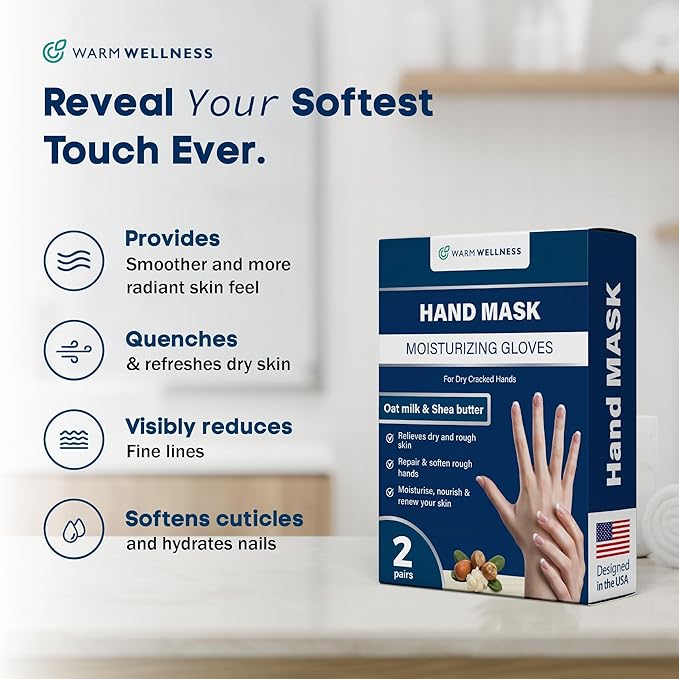 Hand Mask Gloves for Dry Hands - Moisturizing Hand Treatment for Rough Skin Relief - Softening Hydration Spa Gloves for Smooth Touch - Easy Self-Care Moisture Therapy for Daily Care Routine