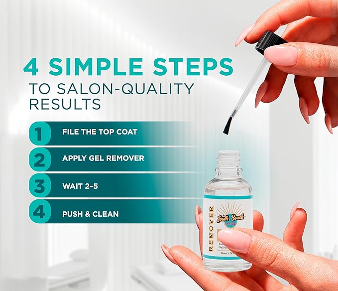 South Beach Nails Gel Nail Polish Remover 15ml – Professional Gel Nail Remover for Easy Peel Off – Acetone-Free Fast Gel Remover for Nails Soak Off – Nail Polish Remover for Gel Nails at Home Salon