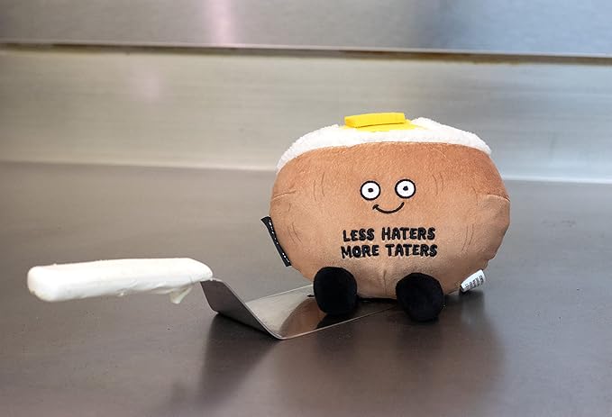 Punchkins Potato Plushie - Less Haters, More Taters Cute Potato Plush, Gift for Potato Lovers, Food Plush Toy for Gifting