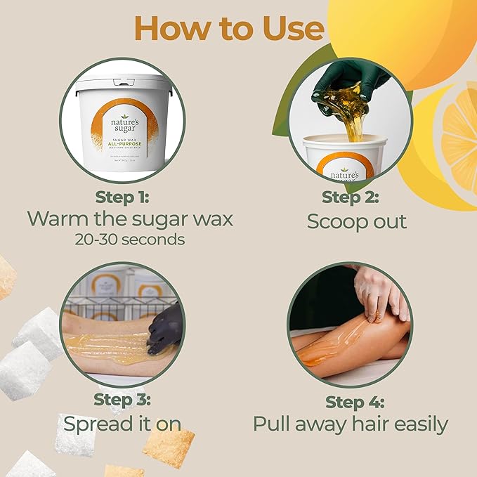 Nature’s Sugar - All-Purpose Sugaring Paste for Legs, Back, Arms, Chest - Beginner-Friendly Sugar Wax Hair Removal for All Skin Types - Vegan and Cruelty-Free 32oz - 2 Pack