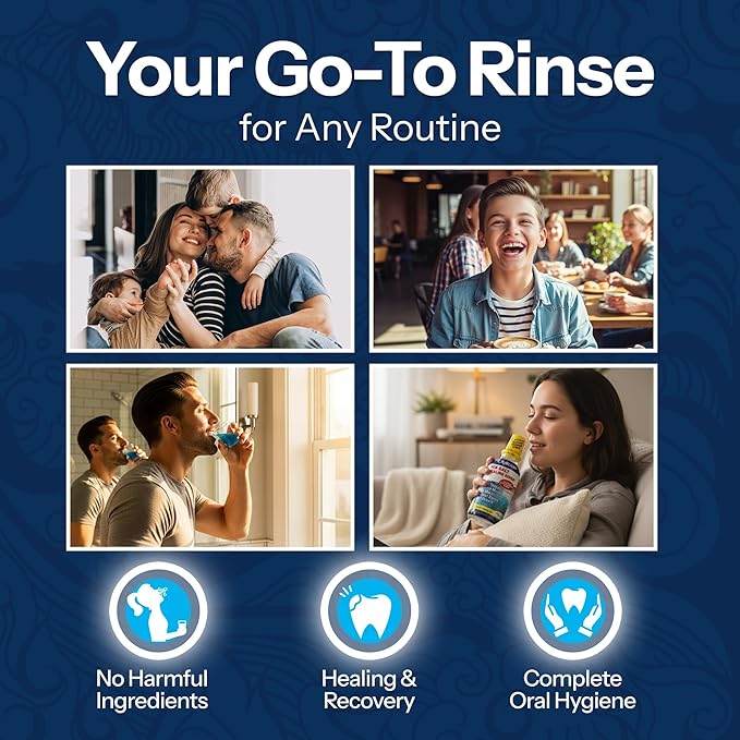 2 Pack H2Ocean Healing Rinse Mouthwash- Great Tasting Sea Salt & Xylitol Mouth Wash for Fresh Breath & Dry Mouth - Alcohol & Fluoride Free - Arctic Ocean Mint 16oz