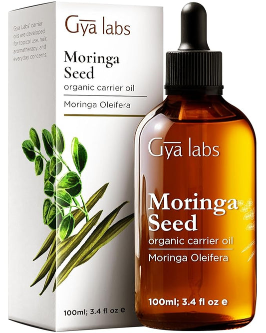 Gya Labs Moringa Seed Carrier Oil - 3.4 Fl Oz - for Hair, Skin, Face, Scalp & Body Massage