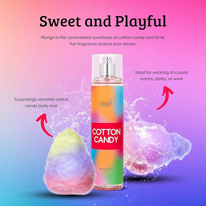 Cotton Candy Body Mist Spray 8 oz Fine Fragrance, Gift for Her Sweet and Playful Scent