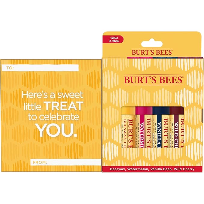 Burt's Bees You're the Balm Lip Balm Pack, With Beeswax, Wild Cherry, Watermelon and Vanilla Bean Flavors, With Responsibly Sourced Beeswax, Tint-Free, Natural Origin Lip Treatment, 4 Tubes, 0.15 oz.