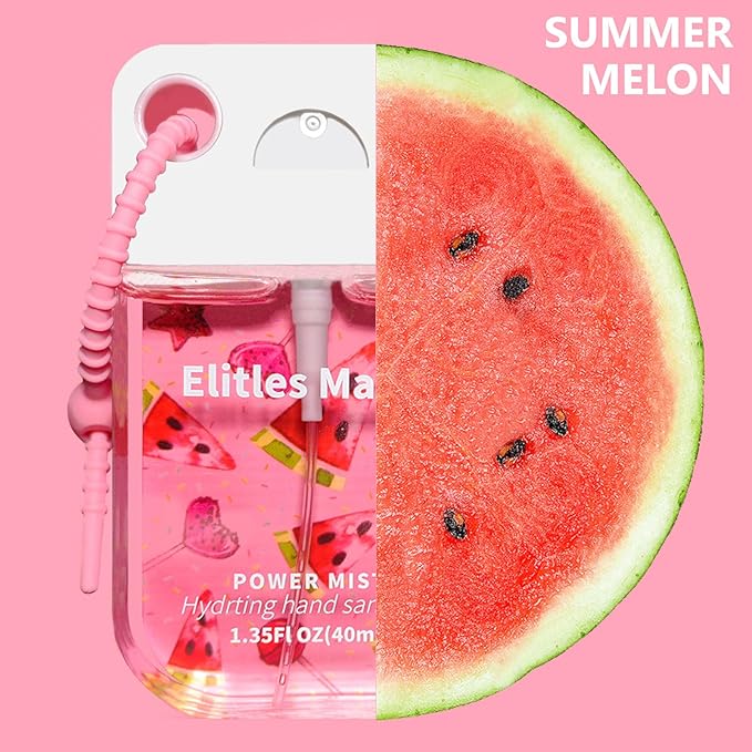 Hand Sanitizer Spray, 3Pack Spray Hand Sanitizer Travel Size With Cute Keychain, Scented Mini Pocket Power Mist Hydrating for Kids Christmas Gifts,1.35FL.OZ (Watermelon,Citrus,Strawberry