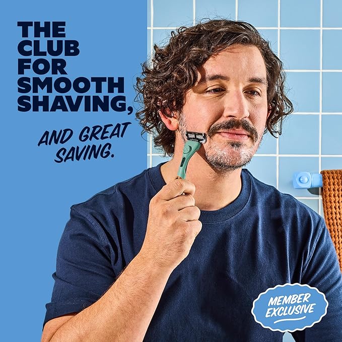 Dollar Shave Club | The Member Exclusive Shave Set | 4 Extra Close Refill Cartridges, 1 Handle (Green), 1 Shave Butter 3 ounce, 1 Razor Cover, Razors for Men