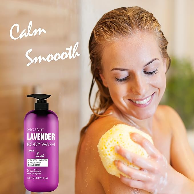 AnatoliaDaphne Lavender Body Wash and Shower Gel with Vitamin E for Jock Itch, Eczema, Ringworm, Body Odor, Body Wash Women & Men with Added Body Oils, LARGE 20.2 FL Oz Bottle.