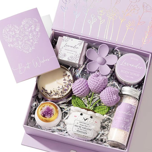 Spa Gifts for Women Bath Gift Set, Lavender Relaxing Spa Gift Baskets Home Bath Set Self Care Kit Care Package Thank You Get Well Christmas Birthday Gifts for Women Mom Her Friends Sister Wife Grandma
