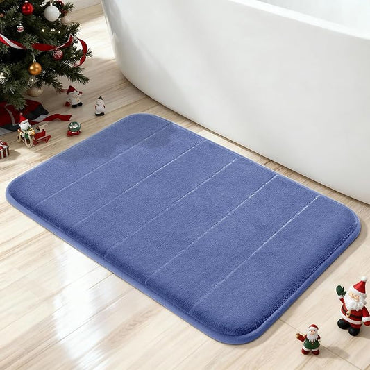 Yimobra Memory Foam Bath Mat, Super Soft Absorbent Bathroom Rug Non Slip, Quick Dry, Machine Washable Floor Carpet for Tub Shower, Home Decor Accessories, 24x17, Navy Blue