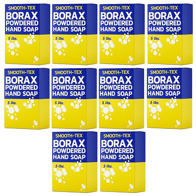 Smooth-Tex Borax Powdered Hand Soap - Heavy Duty Industrial Hand Wash - Removes Grease, Grime and Oil from Hands for Mechanics & Industrial Workers, Compare to Boraxo - 5 lbs (10 Pack)