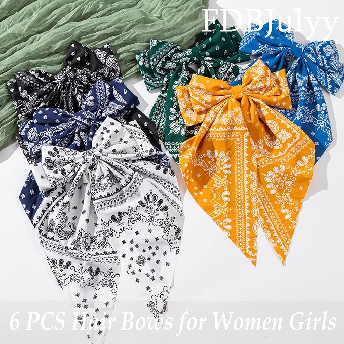 Nonslip Hair Bows Claw Clips for Women & Girls - 6 PCS Big Bow-Knot Clips for Thick & Thin Hair