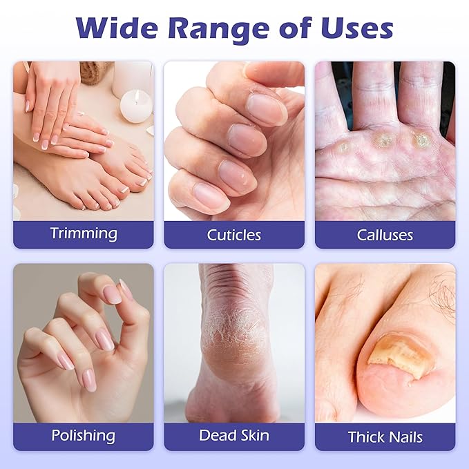 Professional Manicure Pedicure Kit Electric Nail Grinder,10 Speeds Cordless Nail Drill with LED Light, Nail File with LED Display,Wider Grinder for Toenail Hand Feet Care for Women Men