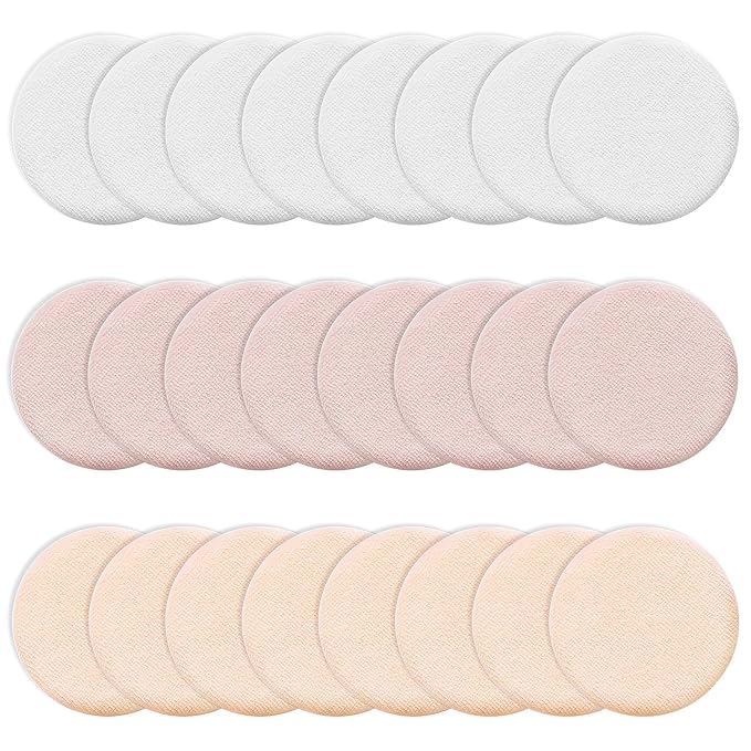 24Pcs Powder Puff Cotton Round Makeup Puff Pads with Strap Face Powder Puffs for Loose and Foundation Cosmetics Sponge Powder Puffs