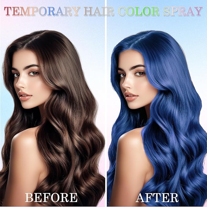 Temporary Hair Color Spray for Women and Kids, One-Time Use Hair Color Wax, Washable Disposable Natural Hair Spray Hair Strong Style for Party, Hollowen, Cosplay (Blue, 120ML)
