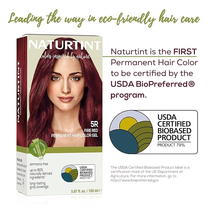 Naturtint 5R Fire Red Permanent Hair Color (Pack of 6), Ammonia Free, Vegan, Cruelty Free, up to 100% Gray Coverage, Long Lasting Results (Packaging may vary)