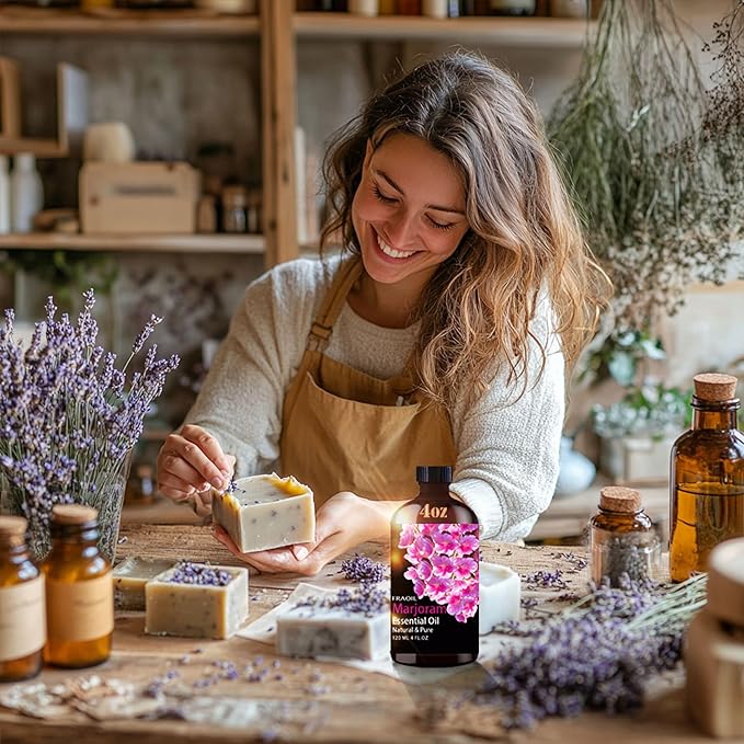 Marjoram Essential Oil, Marjoram Oil 4 Fl Oz 120ML for Diffuser Humidifier Yoga Cleaning DIY Candle Soap Making Perfume Gift for Women Essential Oils