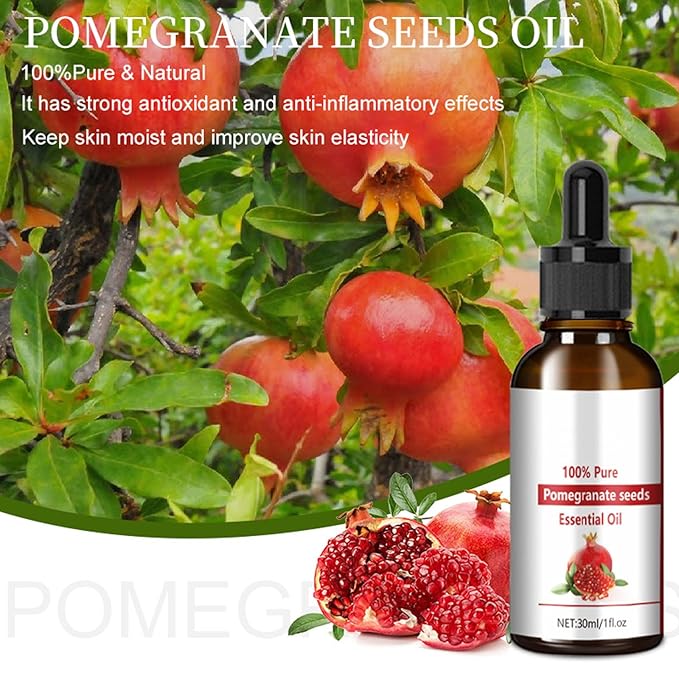 Organic Pomegranate Seed Oil, Pure & Natural Cold Pressed Pomegranate Seed Oil for Face, Body, Skin, Moisturizing Skin, Anti-Aging, Reduce Fine Line, Improve Skin Elasticity and Tighten Skin