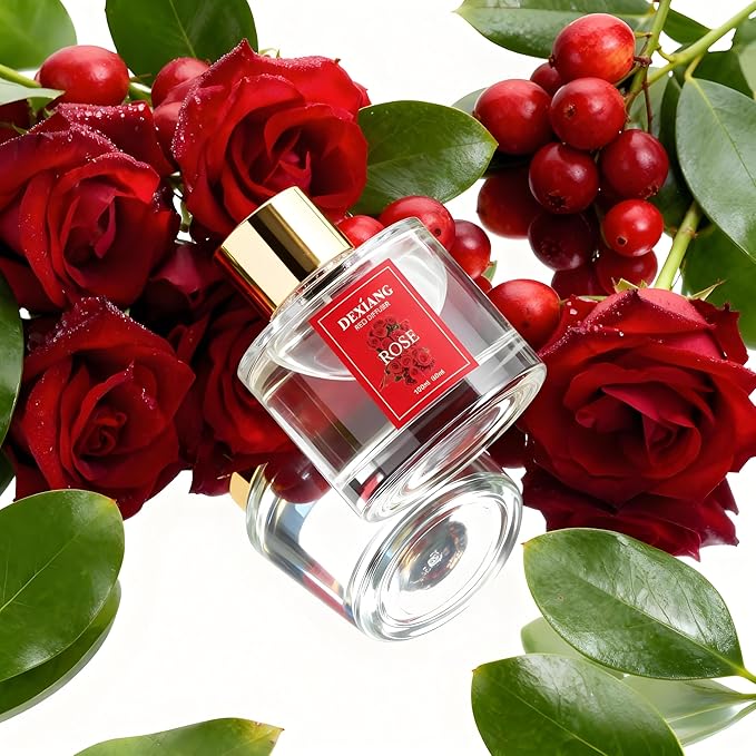 Reed Diffuser Set - 3.38 fl oz Rose Premium Scented Oil with Preserved Baby's Breath & Cotton 6 Sticks | Long-Lasting Aromatherapy for Home, Bedroom, Bathroom, Office Home Decor