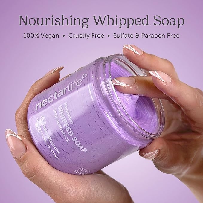 Nectar Life Whipped Soap and Shave Butter with Almond Oil, 5 Oz Each, 3 Scents - Lavender Blossom, Fruit Smoothie, Ocean Breeze
