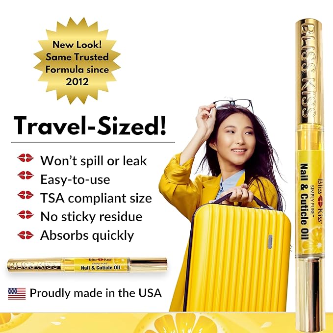 Bliss Kiss | 1 Crisp Fragrance | Nail Oil Cuticle Pen w/Vitamin E & Jojoba⏤Nail Strengthener Nail Growth Serum for Brittle Peeling Breaking Thin Nails